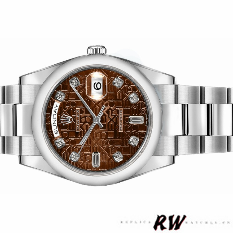 Rolex Day-Date 118209 Jubilee Chocolate Brown Diamonds Dial 36mm Unisex Replica Watch - Image 2