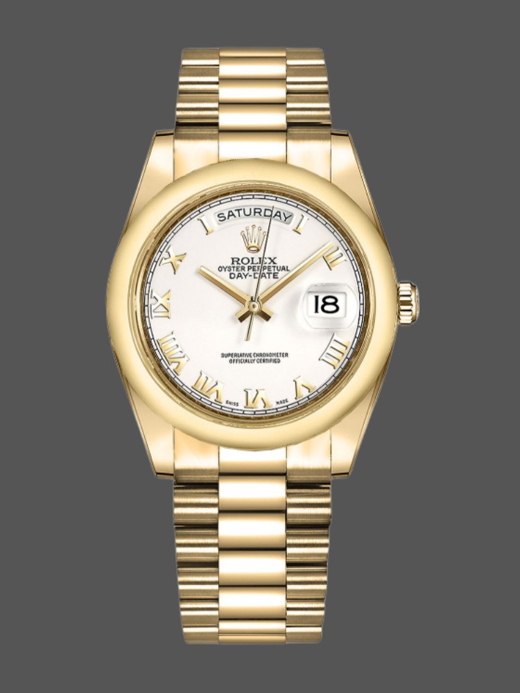 Rolex Day-Date 118208 Mother of Pearl Roman Numeral Dial 36mm Unisex Replica Watch