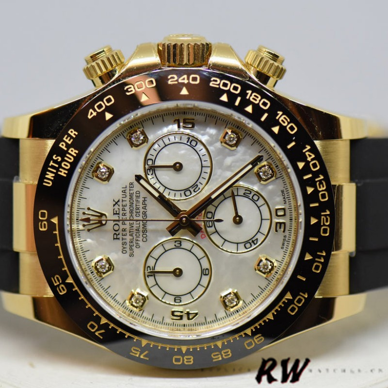 Rolex Daytona 116518LN Rubber Strap MOP Diamond Dial 40mm Mens Replica Watch - Image 13