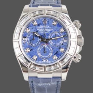 Rolex Daytona 116589BR Sodalite Dial Baguette Diamond Bezel 40mm Mens Replica Watch