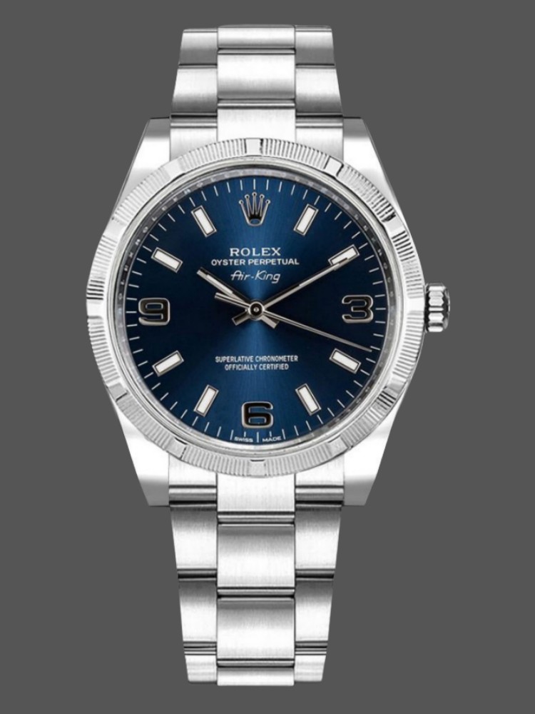 Rolex Oyster Perpetual Air King 114210 Blue Dial 34mm Unisex replica watch