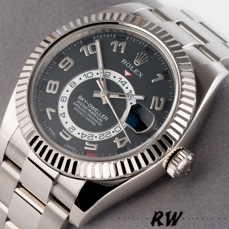 Rolex Sky-Dweller 326939 Fluted Bezel Black Dial 42MM Mens Replica Watch - Image 2