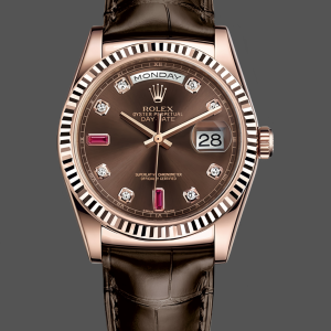Rolex Day Date 36 Everose Diamond Chocolate 118135 0020 Watch