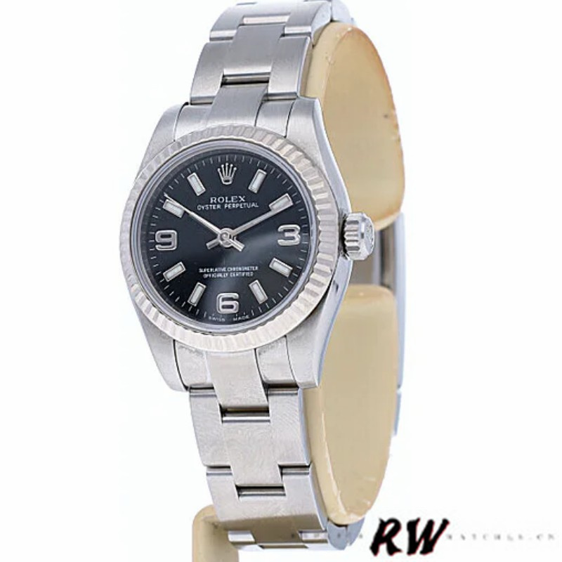 Rolex Oyster Perpetual 176234 Fluted Bezel Black Arabic Dial 26MM Lady Replica Watch - Image 4