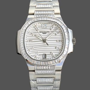 Patek Philippe Nautilus Ladies White Gold Diamond Bezel 7118