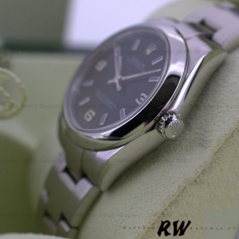 Rolex Oyster Perpetual 177200 Black Dial Blue Baton 31mm Lady Replica Watch - Image 4