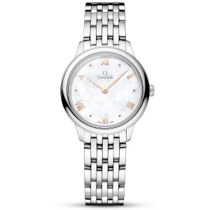 OMEGA De Ville Prestige 27.5mm White Mother of Pearl Dial Bracelet Watch