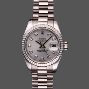 Rolex Datejust 179179 Silver Diamond Dial Fluted Bezel 26MM Lady Replica Watch