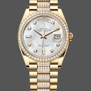 Rolex Day Date 36 Yellow Gold Diamond Bezel MOP Dial m128348rbr 0019