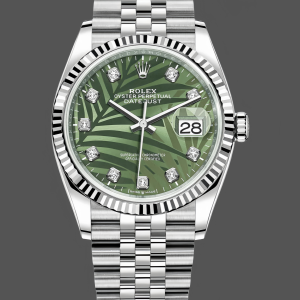 Rolex Datejust 126234 Olive Green Palm Motif Dial 36MM Unisex Replica Watch