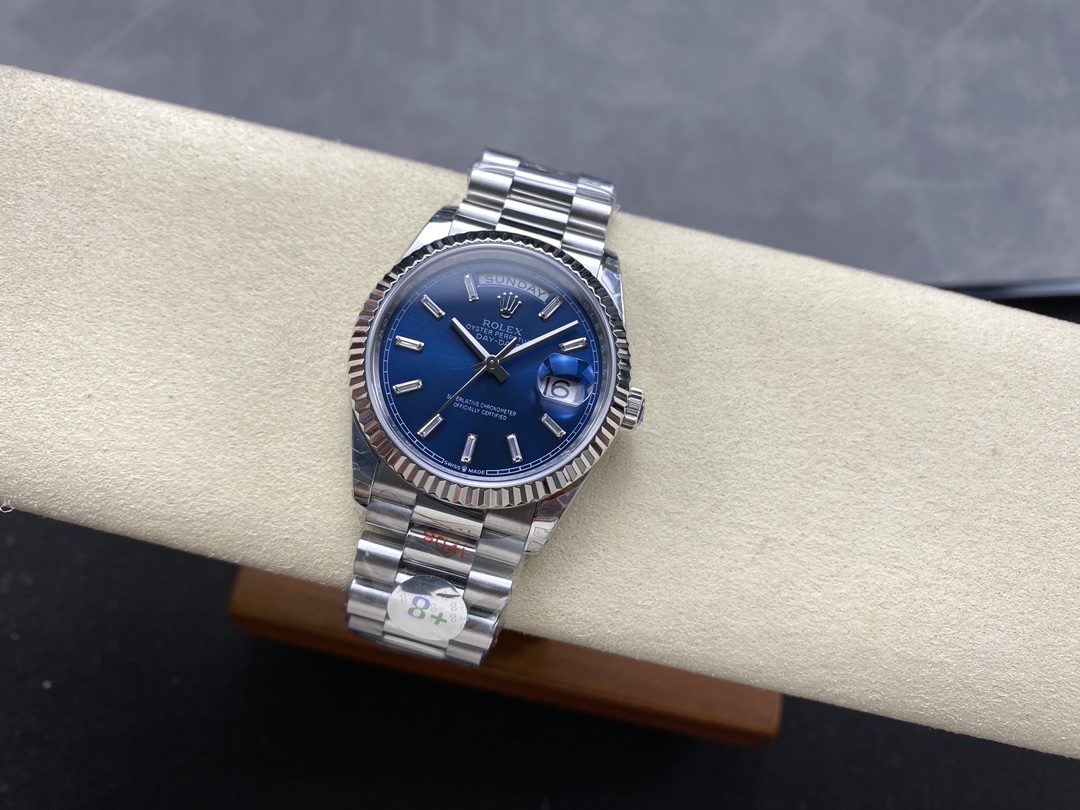 Rolex Day Date White Gold 36 Blue Diamond Dial m128239 0069 - Image 6