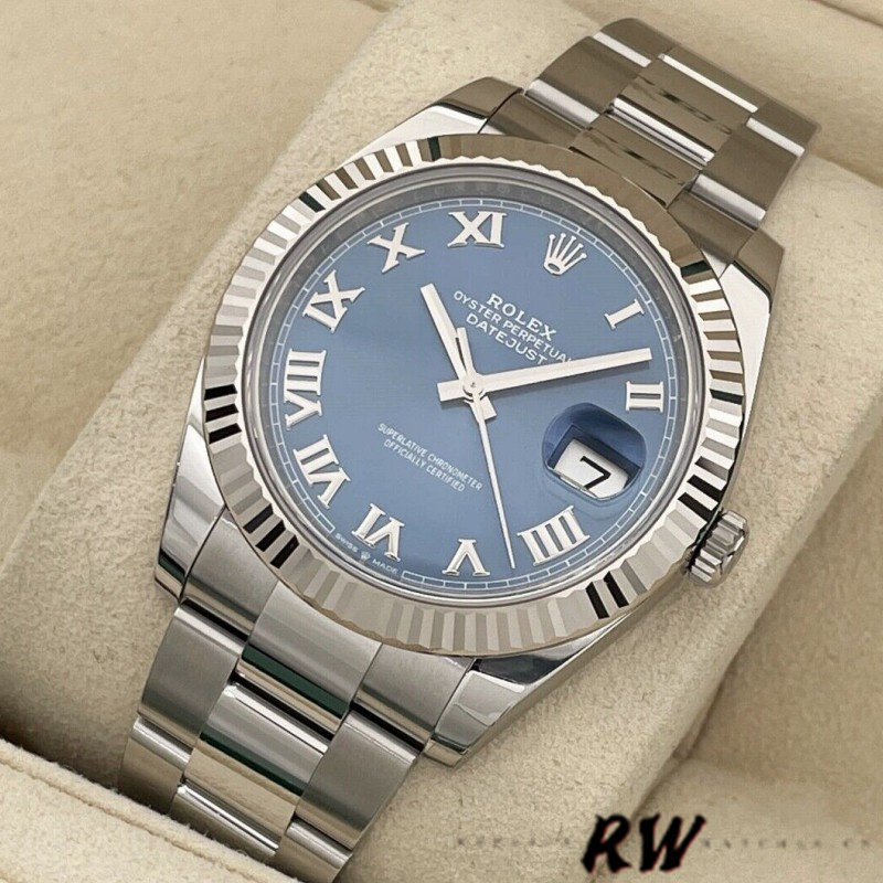 Rolex Datejust 126334 0025 Fluted Bezel Blue Roman Numeral Dial 41MM Mens Replica Watch - Image 13