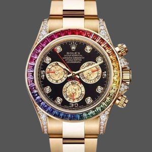 Rolex Daytona 116598 Yellow Gold Black Diamond Dial 40MM Mens Replica Watch