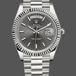 Rolex Day-Date 228239 Dark Rhodium Grey Dial Fluted Bezel 40mm Mens Replica Watch
