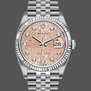 Rolex Datejust 126234 Fluted Bezel Pink Jubilee Diamond Dial 36MM Unisex Replica Watch