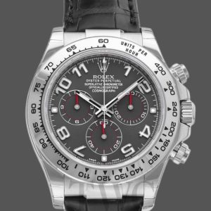 Rolex Cosmograph Daytona 116519 Gray dial Black Leather Strap 40mm Mens Replica Watch