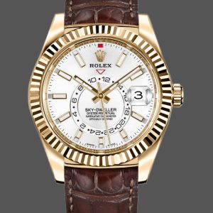 Rolex Sky-Dweller 326138 White Dial Yellow Gold 42MM Mens Replica Watch