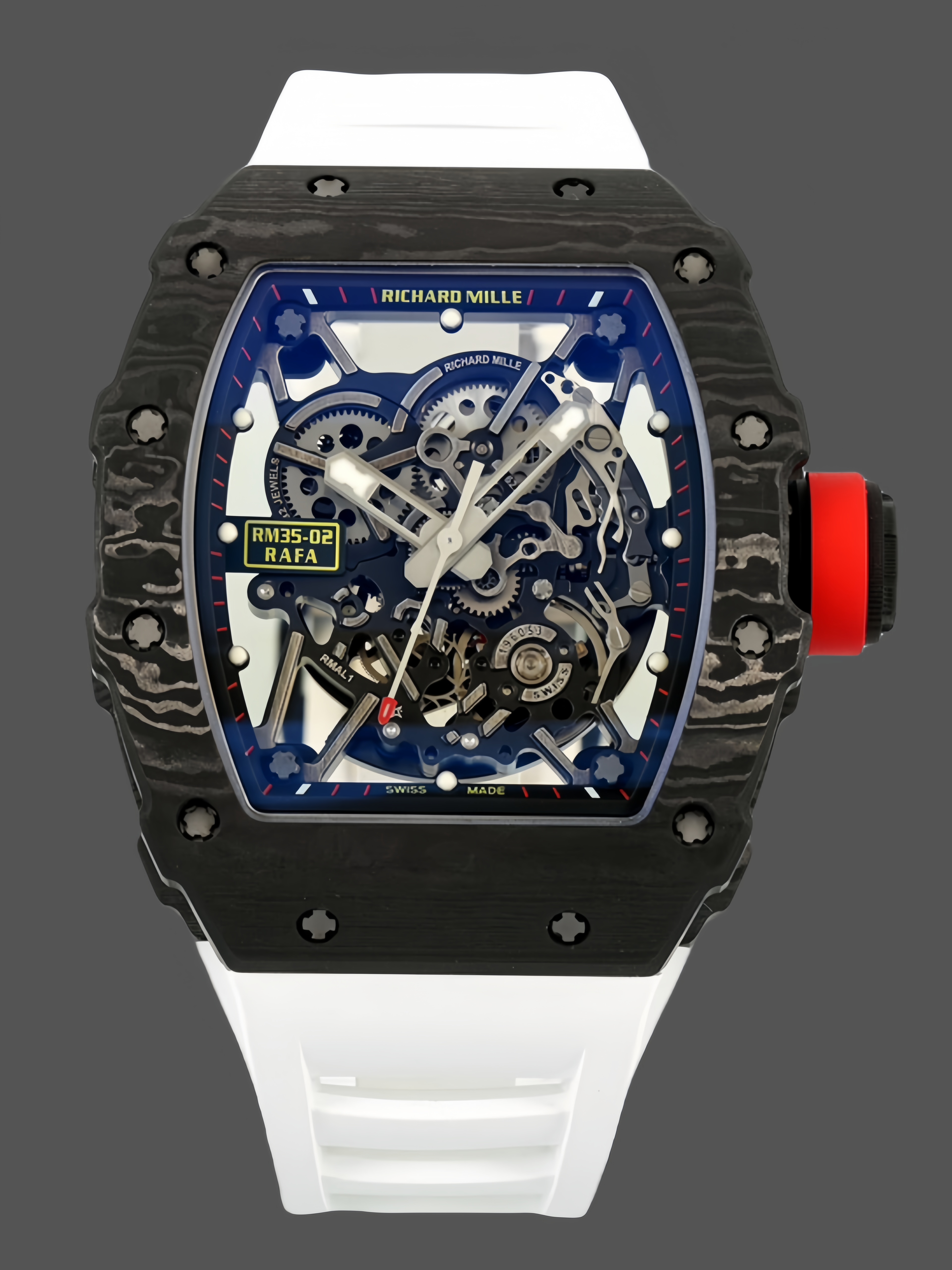 Richard Mille RM 035-02 Rafael Nadal NTPT Carbon on White Rubber Strap