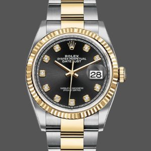 Rolex Datejust 126233 Black Diamond Dial Fluted Bezel 36MM Unisex Replica Watch