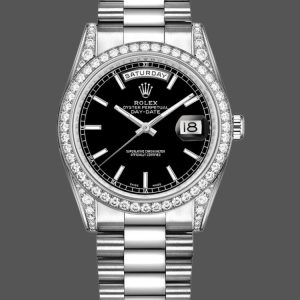 Rolex Day-Date 118389 White Gold Black Index Dial 36MM Unisex Replica Watch