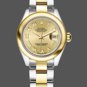Rolex Datejust 279163 Champagne Roman Numeral Dial Domed Bezel 28mm Lady Replica Watch