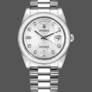 Rolex Day-Date 118206 Jubilee Silver Dial Diamonds 36mm Unisex Replica Watch
