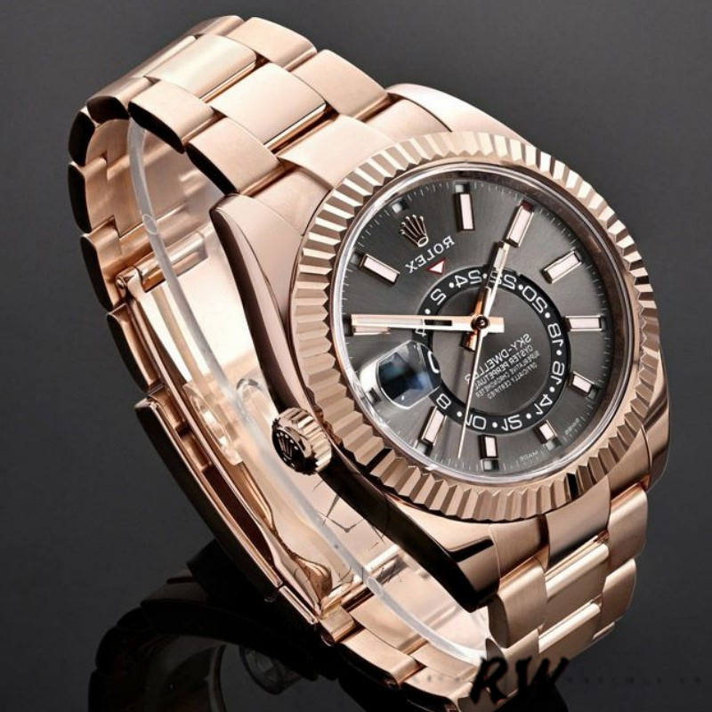 Rolex Sky-Dweller 326935 Everose Gold Dark Rhodium Stick Dial 42mm Mens Replica Watch - Image 2
