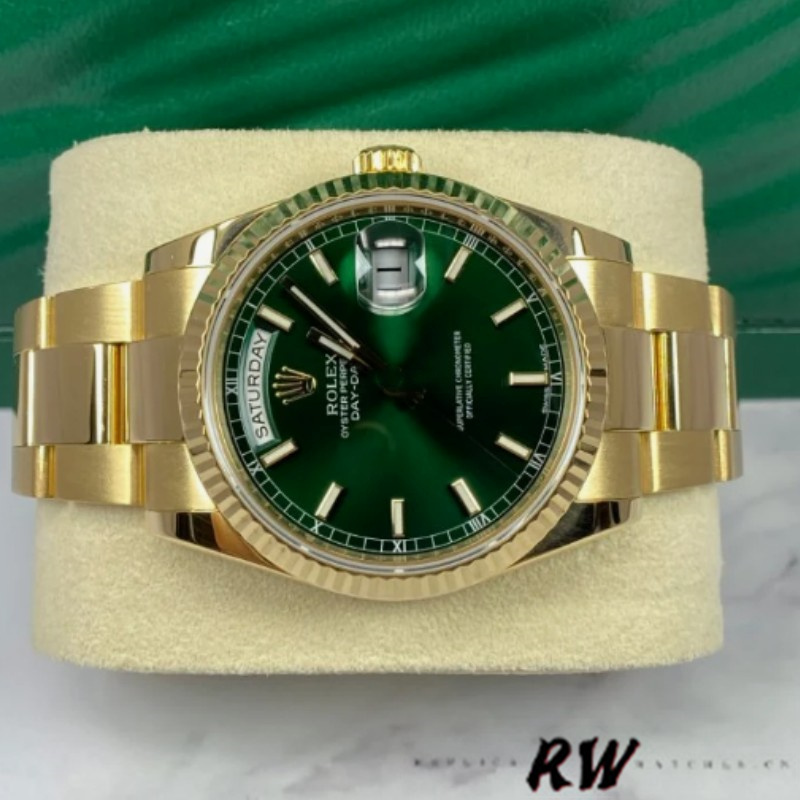 Rolex Day-Date 118238 Yellow Gold Green Dial 36mm Unisex Replica Watch - Image 4