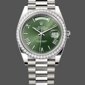 Rolex Day-Date 228349RBR Green Roman Dial Diamond Bezel 40mm Mens Replica Watch
