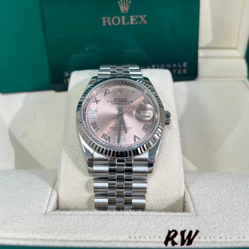Rolex Datejust 126234 Fluted Bezel Pink Roman Dial 36MM Unisex Replica Watch - Image 11