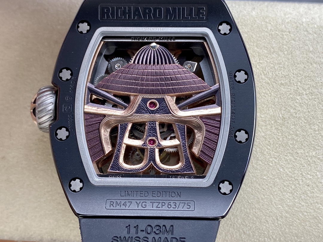 Richard Mille RM47 Edition Tourbillon Skeleton Black Ceramic Casing Watch - Image 9