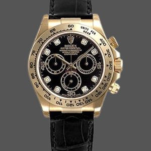 Rolex Daytona 116518 Black Diamond Dial Black Leather strap 40mm Mens Replica Watch
