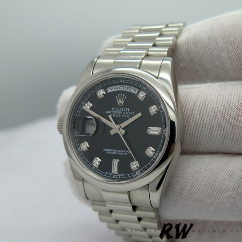 Rolex Day-Date 218206 Black Diamond Dial Platinum 41MM Mens Replica Watch - Image 3