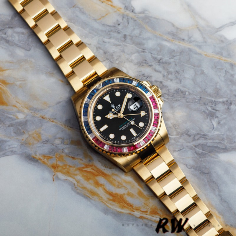 Rolex GMT-Master II 116758 Oyster Bracelet Black Dial Diamonds 40mm Mens Replica Watch - Image 5