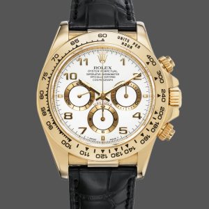 Rolex Daytona 116518 Black Leather Strap White Dial 40mm Mens Replica Watch