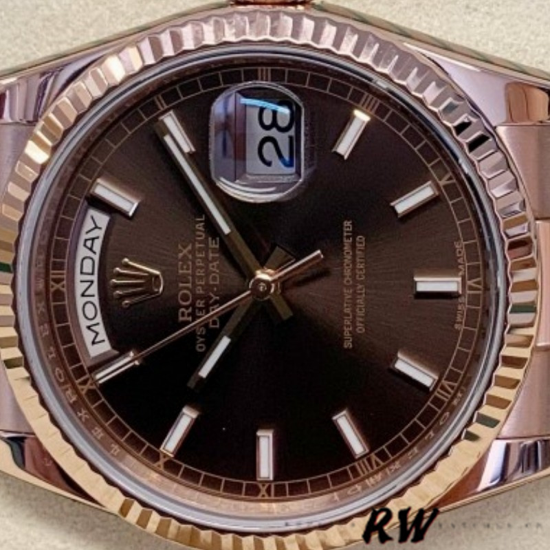 Rolex Day-Date 118235 Fluted Bezel Chocolate Dial 36mm Unisex Replica Watch - Image 4