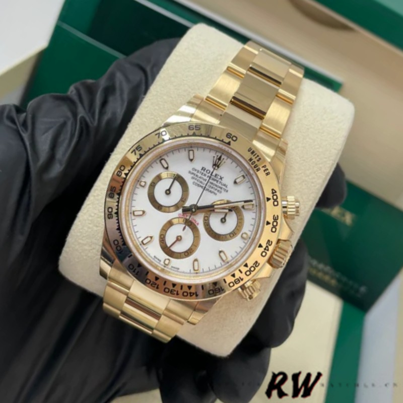 Rolex Daytona 116508 Yellow Gold White Index Dial 40MM Mens Replica Watch - Image 2