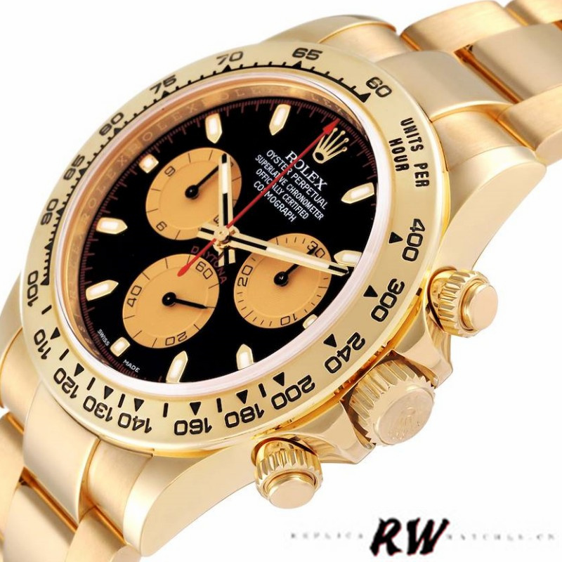 Rolex Daytona 116508 Yellow Gold Black Dial 40MM Mens Replica Watch - Image 5