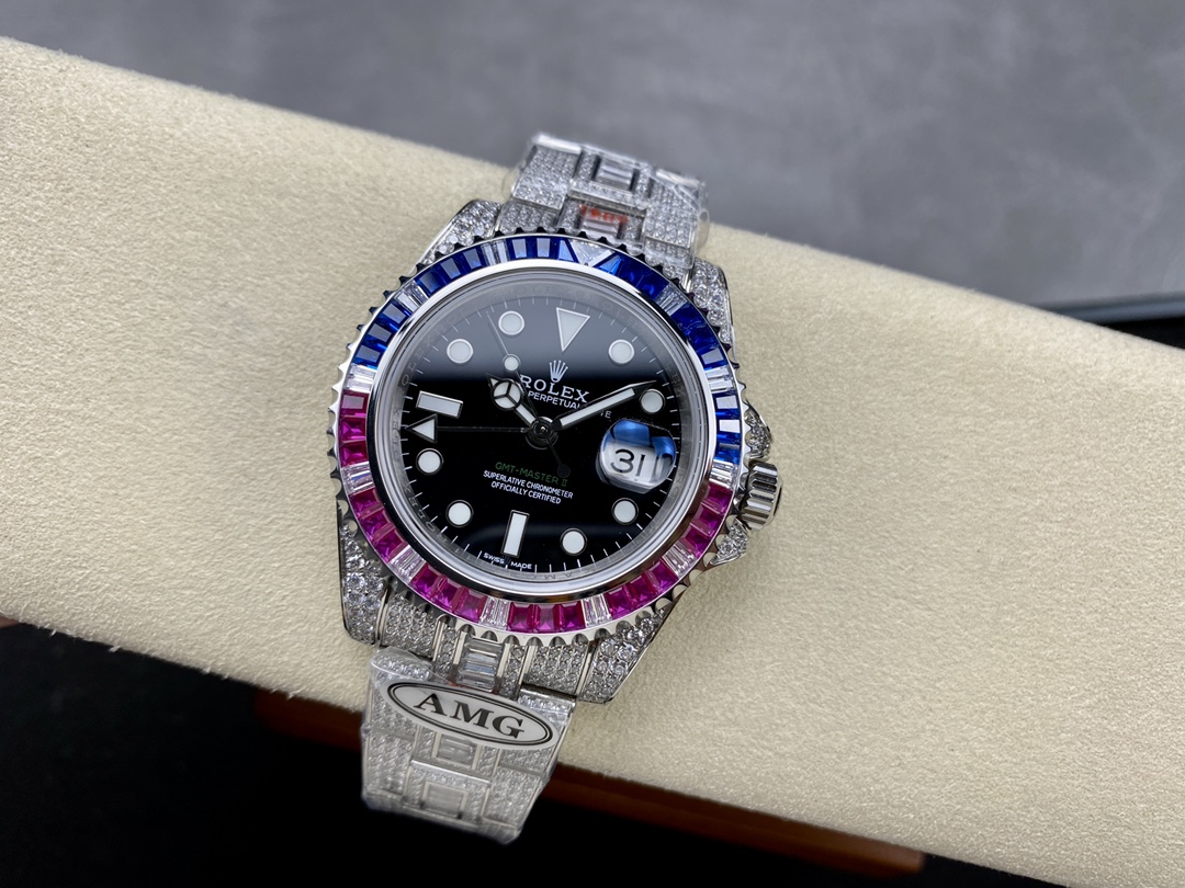 Rolex GMT Master AMG 126710BLRO 40mm With Dual Time & Sapphire Mirror Diamond Watch - Image 7