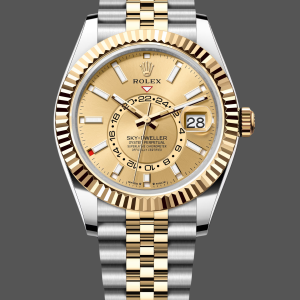 Rolex Sky Dweller 42mm Champagne Dial Stick Markers Jubilee M336933 0002 Men's Watch