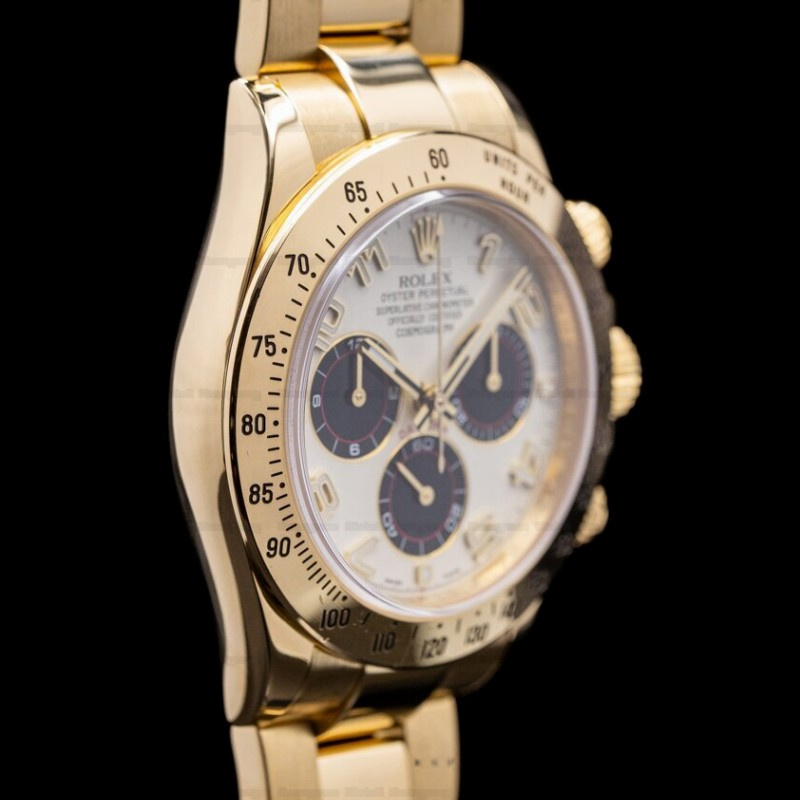 Rolex Daytona 116528 White Arabic Dial Yellow Gold 40mm Mens Replica Watch - Image 14