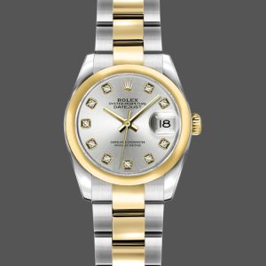 Rolex Datejust 179163 Silver Diamond Dial Domed Dezel 26MM Lady Replica Watch