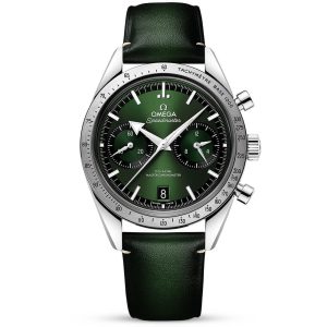OMEGA Speedmaster '57 40.5mm Green Dial Chronograph Leather Strap Watch