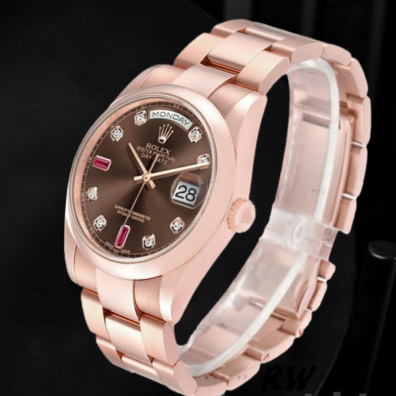 Rolex Day-Date 118205 Chocolate Brown Dial 36mm Unisex Replica Watch - Image 3
