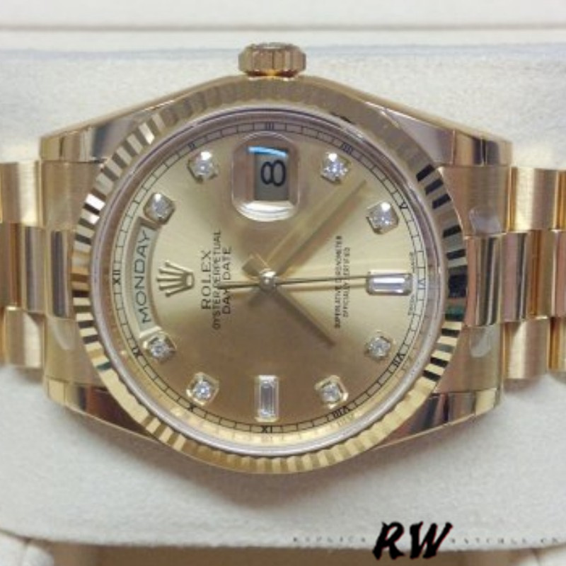 Rolex Day-Date 118238 Champagne Diamond Dial 36mm Unisex Replica Watch - Image 4