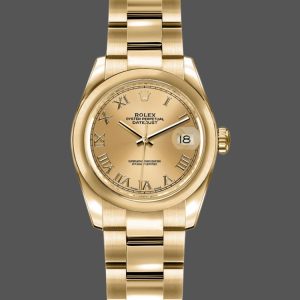 Rolex Datejust 179168 Smooth Domed Champagne Roman Dial 26MM Lady Replica Watch