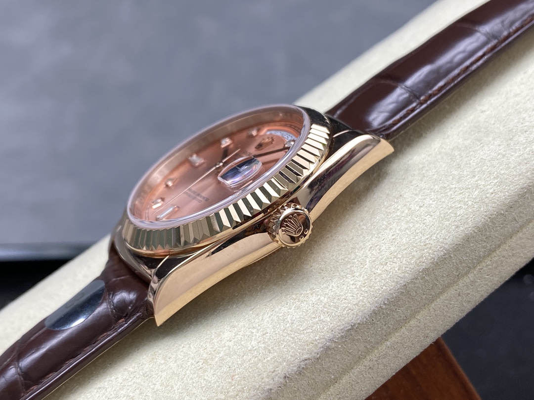 Rolex Day Date 36 Yellow Gold Case 118135 0101 Brown Leather Watch - Image 7