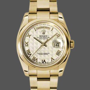 Rolex Day-Date 118208 Roman Numeral Pyramid Ivory Dial 36mm Unisex Replica Watch