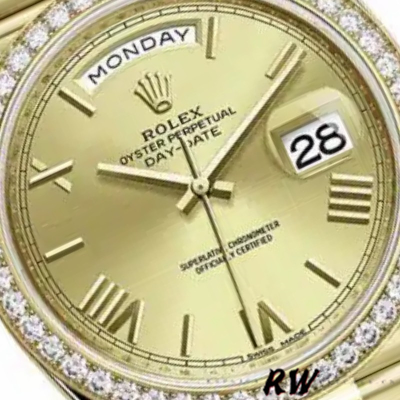 Rolex Day-Date 228398TBR Champagne Roman Numeral Dial Diamond Bezel 40mm Mens Replica Watch - Image 2