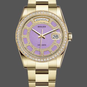Rolex Day Date 118348 Lavender Jade Carousel Dial Yellow Gold 36mm Unisex Replica Watch